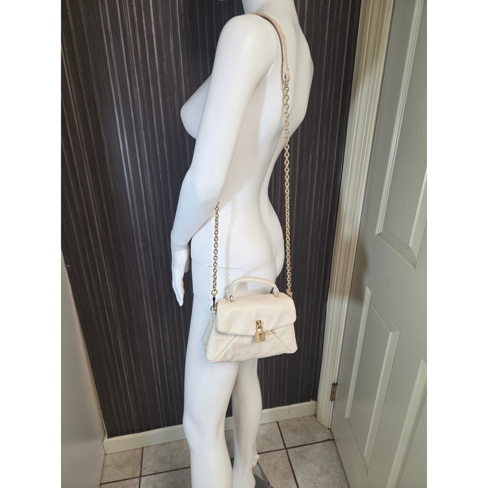 Ted Baker London Cream Leather Crossbody Bag Gold Padlock Lock Handbag